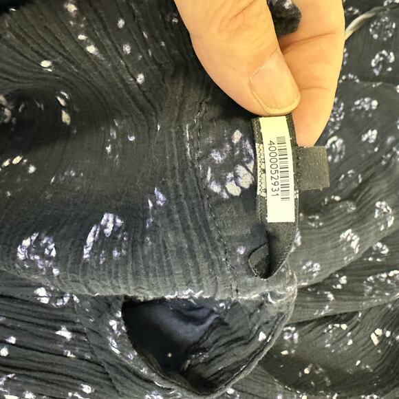 Tibi New York Sheer Navy Button-Up Top with Dotted Pattern, Size Small - Picture 9 of 9